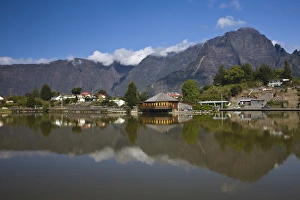 France, Reunion Island, Cirque de Cilaos, Cilaos, mountain reflection in Mare a Joncs