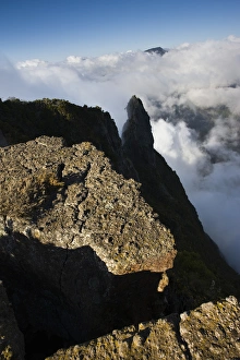 Jagged Prints: France, Reunion Island, Cirque de Mafate, Le Maido, Cirque view from Piton Maido Peak (el