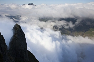 Images Dated 4th October 2008: France, Reunion Island, Cirque de Mafate, Le Maido, Cirque view from Piton Maido Peak (el