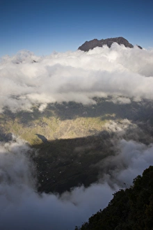 Images Dated 4th October 2008: France, Reunion Island, Cirque de Mafate, Le Maido, Cirque view from Piton Maido Peak (el