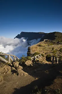 Images Dated 4th October 2008: France, Reunion Island, Cirque de Mafate, Le Maido, Cirque view from Piton Maido Peak (el