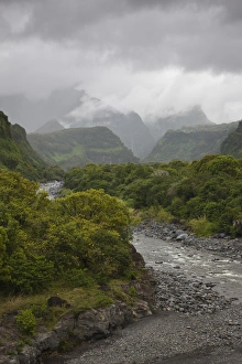 Cirque De Salazie Prints: France, Reunion Island, La Riviere du Mat, Cirque de Salazie, Riviere du Mat River Valley