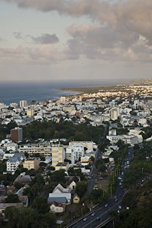 Images Dated 9th October 2008: France, Reunion Island, St-Denis, dusk view from La Montaigne