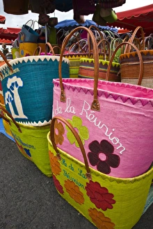 France, Reunion Island, St-Paul, Seafront Market, Reunion-made handbags