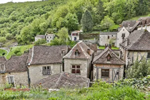 Quaint Prints: France, Saint-Cirq Lapopie. Rooftops