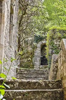 Quaint Prints: France, Saint-Cirq Lapopie. Stairway in the village