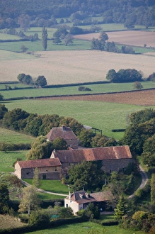 Burgundy Prints: France, Saone-et-Loire Department, Burgundy Region, Maconnais Area, Brancion, valley view