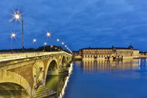 Toulouse Prints: France, Toulouse. View of Pont Neuf and the Garonne River at sunset