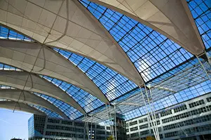 Futuristic Prints: Frankfurt, Brandenburg, Germany - An open air area covered by glass and fabric in an airport
