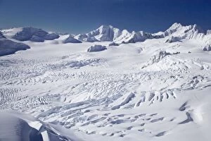 Images Dated 7th July 2007: Franz Josef Glacier Neve, West Coast, South Island, New Zealand - aerial