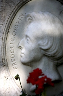 Tomb Stone Prints: Frederic Chopins tomb in Cimtiere du Pere Lachaise. Paris. France