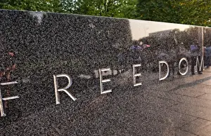 Images Dated 2027: Freedom Is Not Free on wall at new Korean War Veterans Memorial in Mall in Washington