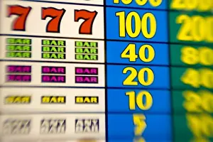 French Polynesia. Details of payouts on a slot machine aboard Paul Gaugin cruise ship
