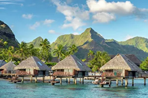 French Polynesia, Moorea. Overwater bungalows