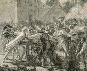 Revolutionary Prints: French Revolution. Heroic act of Desilles. Engraving by T. Meyer Heine