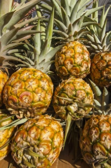 Hawaii Prints: Fresh pineapple at the Saturday farmers market Honolulu, Oahu, Hawaii