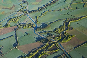 Images Dated 24th September 2005: Frosty Farmland near Methven, Canterbury Plains, South Island, New Zealand - aerial