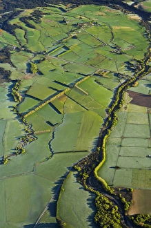 Images Dated 24th September 2005: Frosty Farmland near Methven, Canterbury Plains, South Island, New Zealand - aerial