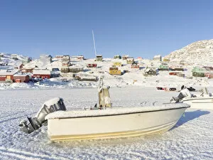 Greenland Gallery: The frozen harbor. The traditional and remote Greenlandic Inuit village Kullorsuaq