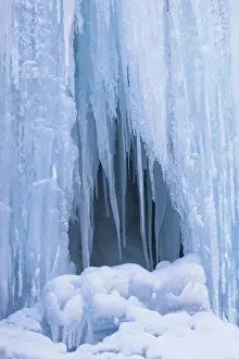 Frozen Prints: The frozen Schleierfaelle (veil falls) in Upper Bavaria tumbling into river Ammer