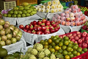 Vietnam Prints: Fruit stall, Dong Ba Market, Hue, Thua Thien-Hue Province, North Central Coast, Vietnam