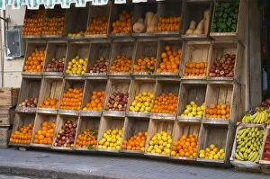 Images Dated 20th August 2005: A fruit and vegetable shop displaying products in wooden crates on the street: tomatoes