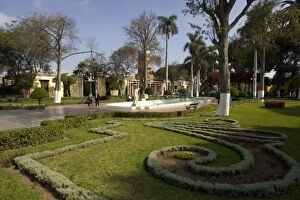 Garden in plaza of Barranco neighborhood, Lima, Peru