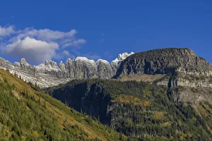 Garden Wall Prints: The Garden Wall and Haystack Butte with seasons first snow in Glacier National Park