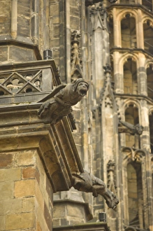 Images Dated 12th September 2005: Gargoyles on the ornate West front of St Vituss Cathedral, Prague Castle, Prague
