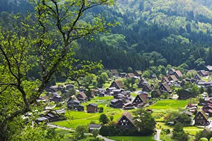 Images Dated 4th February 2015: Gassho-zukuri houses and farmland in the mountain, Shirakawa-go, Gifu Prefecture, Japan
