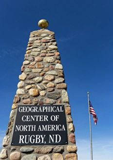 Prints of Geographical Center of North America in Rugby, North Dakota, USA. (Editorial Use Only) Images Dated 2024 September: Geographical Center of North America in Rugby, North Dakota, USA. (Editorial Use Only)