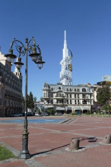 Georgia Collection: Georgia, Batumi. A park in Batumi with the Batumi Technical University Tower in the