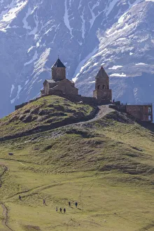 Highway Prints: Georgia, Georgian Military Highway, Kazbegi-Stepantsminda. Gergeti Trinity Church