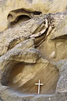 Images Dated 25th September 2014: Georgia, Kakheti. Carved enclosures for religious worship at David Gareja Monastery
