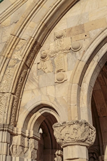 Kutaisi Prints: Georgia, Kutaisi. Carvings on the front of Bagrati Cathedral