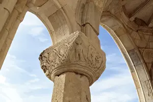 Kutaisi Prints: Georgia, Kutaisi. Carvings of creatures in a stone pillar at Bagrati Cathedral