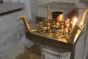 Images Dated 20th September 2014: Georgia, Mtskheta. A detailed candelabra in the Svetitskhoveli Cathedral