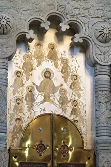 Fabric Prints: Georgia, Mtskheta. Religious art in the Svetitskhoveli Cathedral