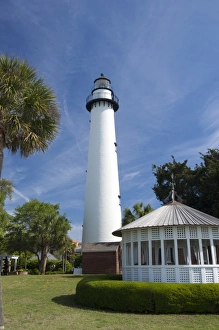 Gazebo Prints: Georgia, St. Simons Island. Historic St. Simons Island Lighthouse, c. 1872. (MR)