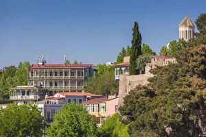 Georgia, Tbilisi. Avlabari, Town buildings with Holy Trinity Cathedral of Tbilisi