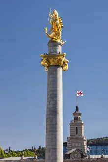 Georgia, Tbilisi. Liberty Square, St. George and Dragon Column Georgia, Tbilisi. Liberty Square, St. George and Dragon Column