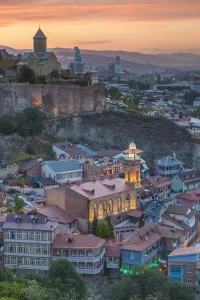 Cityscape Prints: Georgia, Tbilisi. Old Town, Muslim Quarter and Narikala Fortress