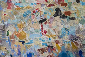 Georgia, Tbilisi. Old Town, paint samples on wall