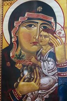 Images Dated 22nd September 2014: Georgia, Uplistsikhe. Religious art at a church in the Uplistsikhe Cave Complex