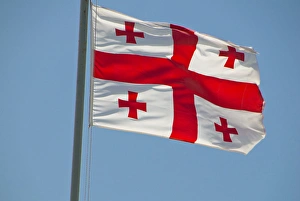Nation Prints: Georgian flag in the wind, Kutaisi