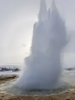 Images Dated 10th March 2015: The geothermal area Haukadalur part of the touristic route Golden Circle during winter