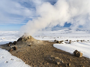 Forbidding Prints: Geothermal area Hveraroend with mudpots, fumarales and solfataras near lake Myvatn