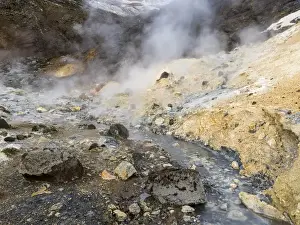 Forbidding Prints: Geothermal area Seltun heated by the vulcano Krysuvik on Reykjanes peninsula during winter