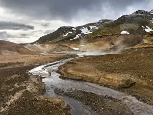 Geothermal area Seltun heated by the vulcano Krysuvik on Reykjanes peninsula during winter