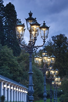 Images Dated 21st October 2014: Germany, Baden-Wurttemburg, Baden-Baden, Kurhaus area streetlights, dusk